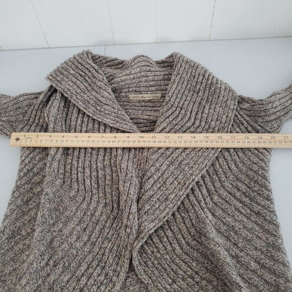Simply Natural Womens Beige Alpaca Open Cacoon Cardigan Ribbed Long Sleeve Warm - Picture 7 of 9